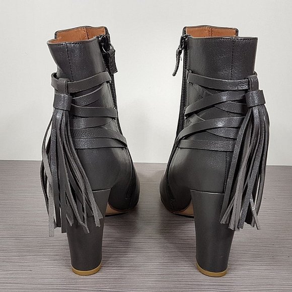 Halogen 'Sadee' Lace-Up Almond Toe Bootie, Grey Leather, Womens Size 9.5 M - Picture 5 of 11